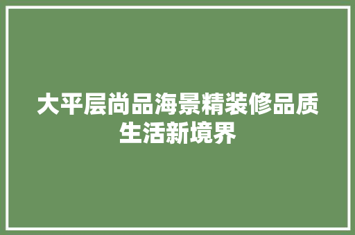 大平层尚品海景精装修品质生活新境界