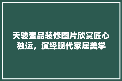 天骏壹品装修图片欣赏匠心独运，演绎现代家居美学