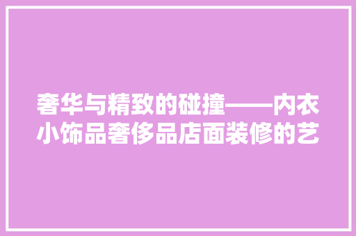 奢华与精致的碰撞——内衣小饰品奢侈品店面装修的艺术探析