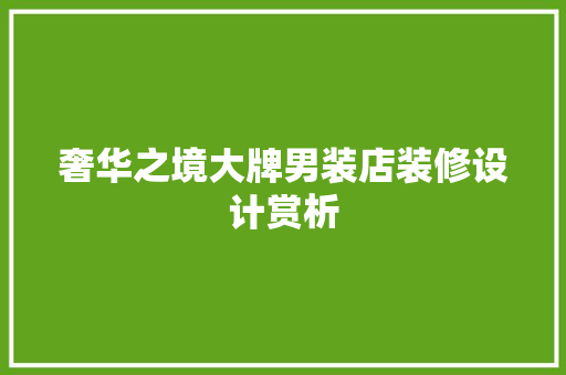 奢华之境大牌男装店装修设计赏析