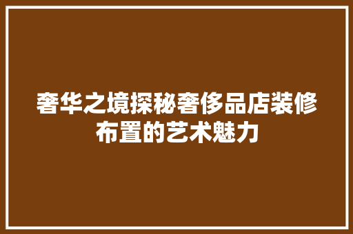 奢华之境探秘奢侈品店装修布置的艺术魅力