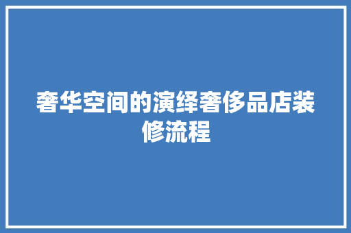 奢华空间的演绎奢侈品店装修流程
