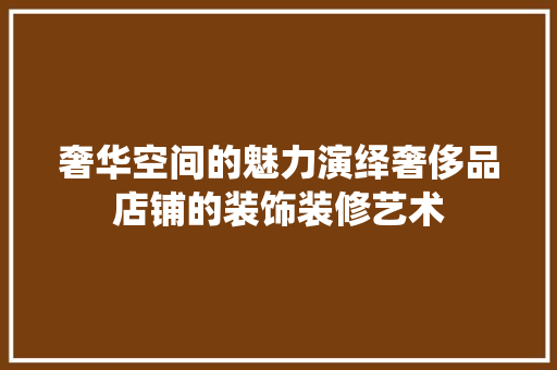 奢华空间的魅力演绎奢侈品店铺的装饰装修艺术