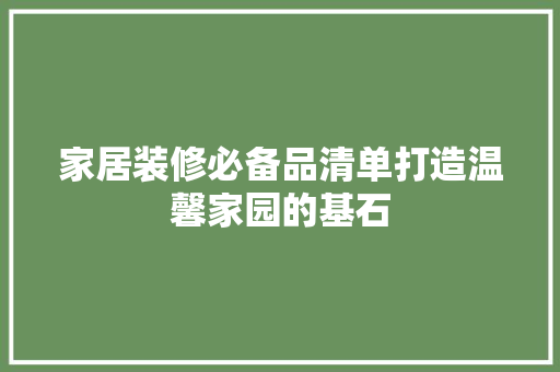 家居装修必备品清单打造温馨家园的基石