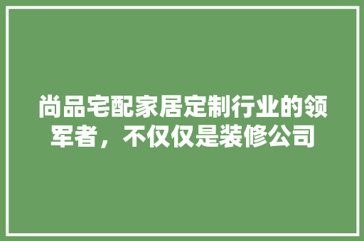 尚品宅配家居定制行业的领军者，不仅仅是装修公司