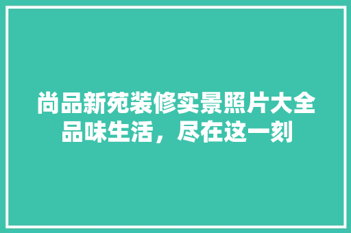 尚品新苑装修实景照片大全品味生活，尽在这一刻