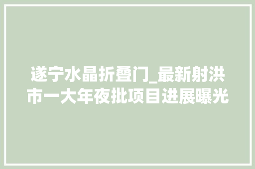 遂宁水晶折叠门_最新射洪市一大年夜批项目进展曝光涉及医疗教诲等多个方面