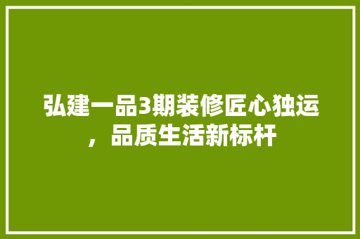 弘建一品3期装修匠心独运，品质生活新标杆