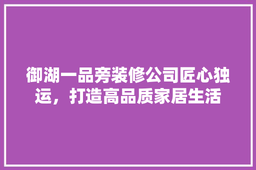 御湖一品旁装修公司匠心独运，打造高品质家居生活