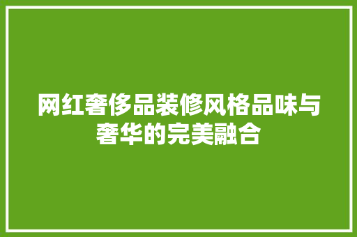 网红奢侈品装修风格品味与奢华的完美融合