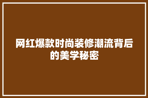 网红爆款时尚装修潮流背后的美学秘密