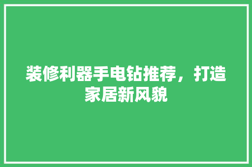 装修利器手电钻推荐，打造家居新风貌