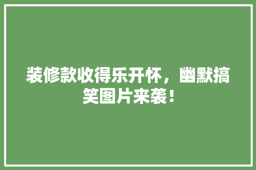 装修款收得乐开怀，幽默搞笑图片来袭！