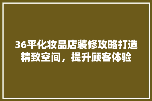 36平化妆品店装修攻略打造精致空间，提升顾客体验