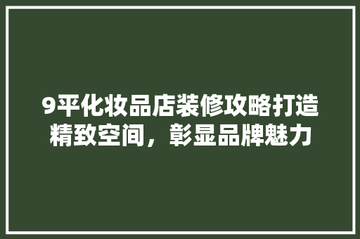 9平化妆品店装修攻略打造精致空间，彰显品牌魅力