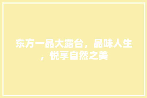 东方一品大露台，品味人生，悦享自然之美