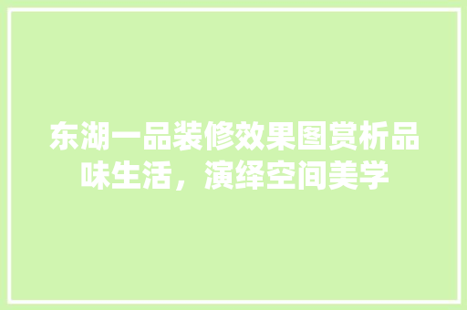 东湖一品装修效果图赏析品味生活，演绎空间美学