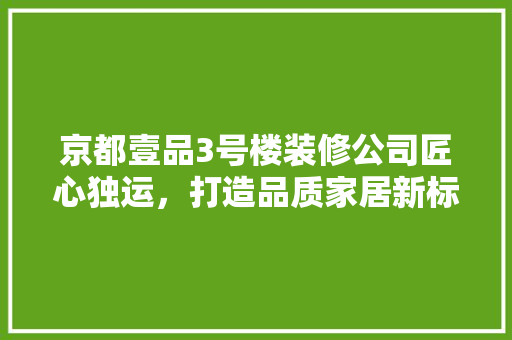 京都壹品3号楼装修公司匠心独运，打造品质家居新标杆