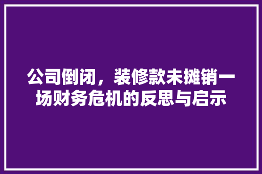 公司倒闭，装修款未摊销一场财务危机的反思与启示