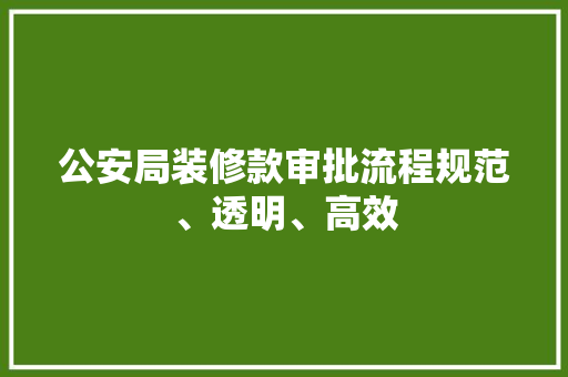 公安局装修款审批流程规范、透明、高效